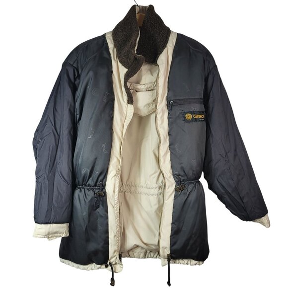 Marker Womens Celtech Coat Tan Size 10 Winter Ski Pocket Zip Hood Drawcord VTG - Picture 9 of 14